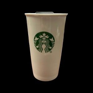 Starbucks Double Wall Ceramic Tumbler 10oz Siren Logo Travel Mug with Lid